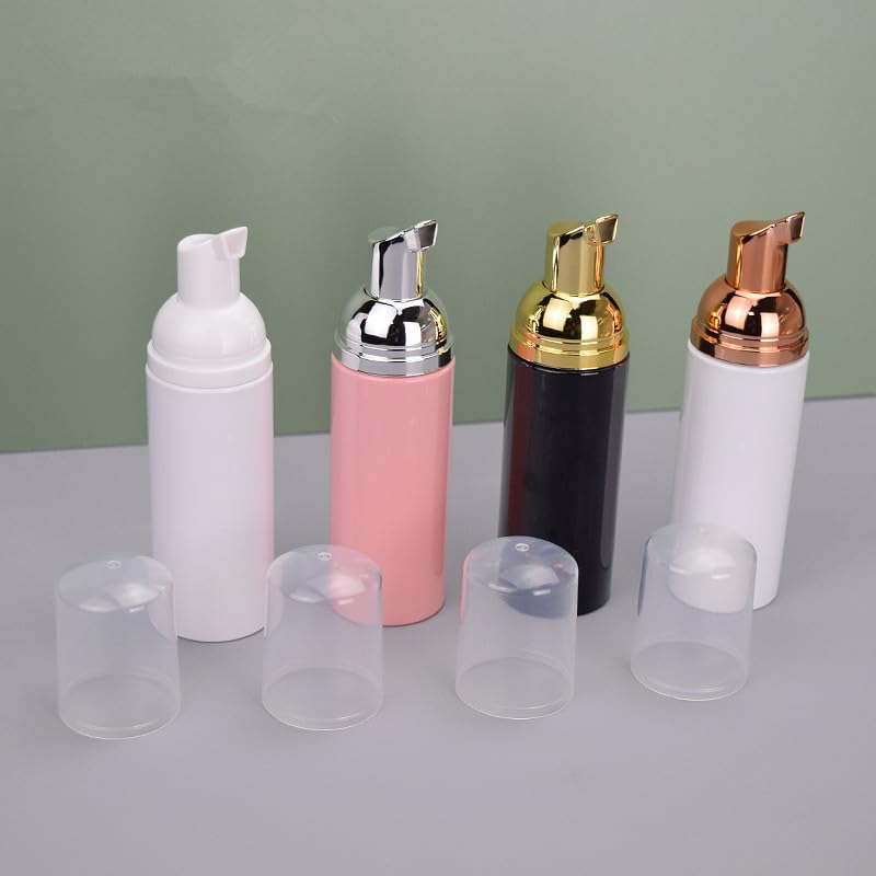 12 szt. 56.7 g 60 ml plastikowa butelka z pompką z pianki puste rzęsy kosmetyczne butelka do czyszczenia mydła dozownik pianki butelka (żółta złota pompka, różowa butelka)
