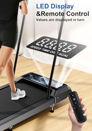 Image of Walking Treadmill Pad with Incline, 2.5HP Under Desk for Home Office (Moon) | Walking Pad Treadmill with Handle Bar and 265Lbs Weight Capacity, Treadmill with LED Display APP & Remote