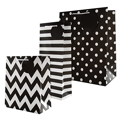 Hallmark Multi Occasion Gift Bag Bundle, 3 Bags, Black, 3 sizes