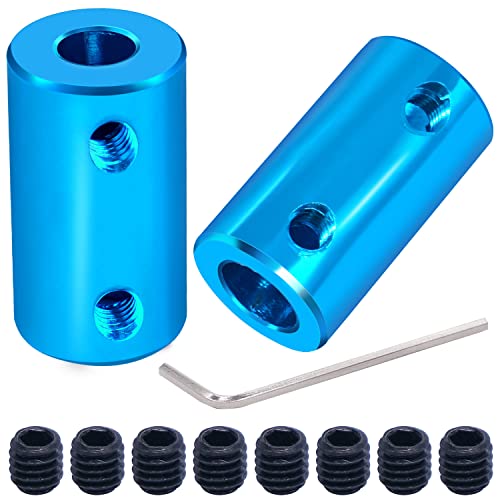 Twidec/2Pcs 6mm to 8mm Bore Flexible Shaft Coupling Robot Motor Wheel Blue Aluminum Casing Rigid Coupler Connector COUPLER-BU-6-8