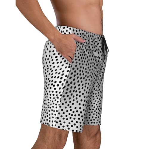 Black and White Dot Beach Short for Men Polyester Peach Skin Quick-Drying Trunks Pool Swimwear S-3xl3