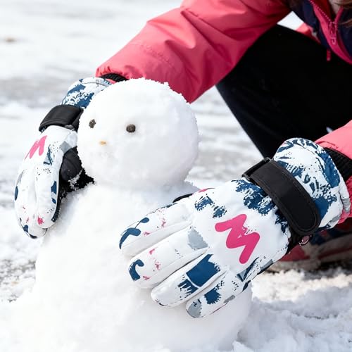 Image of UTOWO Kids Winter Cold Weather Ski Gloves Boy-Girl Warm Windproof Snow Gloves for Snowboarding Sledding Cycling Toddler 3-6T