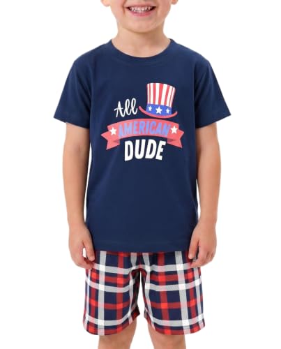 Image of Boys 2pc Shorts Set Outfit Short Sleeve Shirt with Fun Applique Print and Shorts