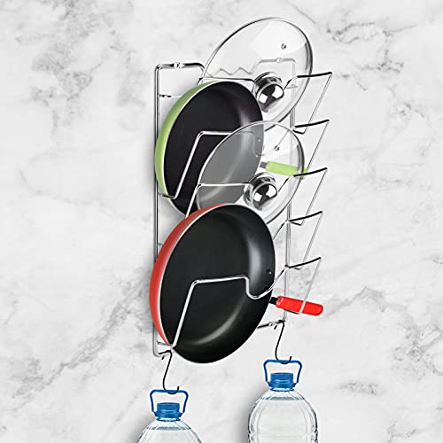 Ejoyous Pan Lid Holder Cupboard Door, 5 Tiers Heavy Duty Cabinet Door Organiser Rack Saucepan Storage Rack for Hanging Organising Kitchenware Pot & Pan Lids Cover - Image 7