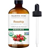 Majestic Pure Organic Rosehip Oil | USDA Organic Oil Rose Hip for Face, Skin, Hair & Massage | Acne Scars & Facial Oil | for Women & Men | 4fl oz