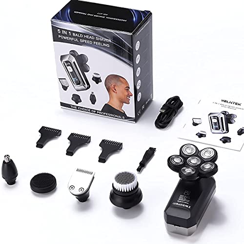 Head Shaver For Men, Yblntek 5-In-1 Electric Razor For Men Cordless Led Bald Head Shaver, Ipx7 Waterproof 6D Rotary Shaver Grooming Kit With Nose Hair Trimmer, Valentine's Day Gift For Men, Husband #TOP5