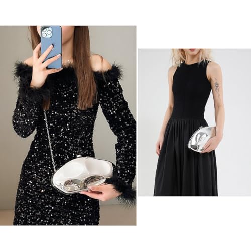 Image of Acrylic Clutch Purse for Women Formal Evening Bag Shell Shape Clutch Handbags with Chain for Party Wedding Prom