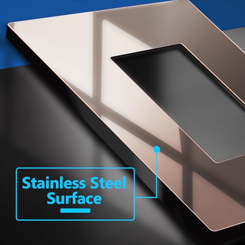 Image of LIDER Decorator Metal Wall Plate, Temperature and Impact Resistant, Screwless Cover, Modern Decoration Upgrade, Mid-Size 1-Gang 4.88 inch x 3.11 inch, UL Listed, Stainless Steel, Polished Rose Gold, 1-Pack