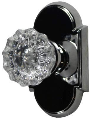 Regency Fluted Real Glass Door Knobs with Arched Rosettes in Polished Chrome (Privacy Bed/Bath)