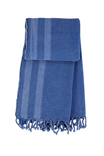 ANATURES Toallas De Playa - De Hammam 90x200cm Explorer Stonewashed | Prelavado - Oeko-Tex® - Algodón Orgánico Peinado - Toalla De Baño - Fouta para Sauna en Pareo XXL (Azul) Cover