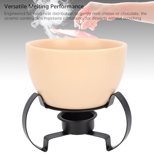 TOPINCN Ceramic Hot Pot and Forks Metal Stand Cheese Fondue Pot for Melting Cheese Ice Cream Chocolate Home Essentials Kitchen Gadgets (1) - Thumbnail 7