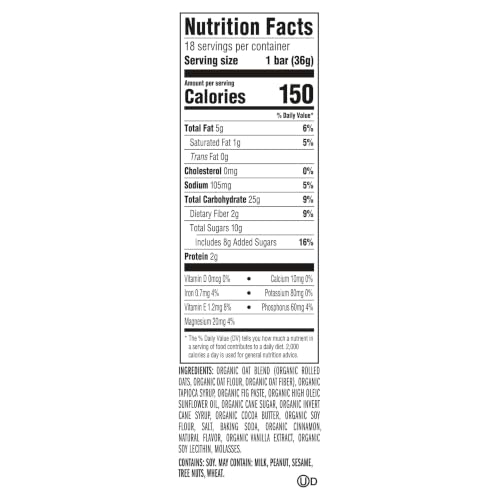 Image of Zbar - Iced Oatmeal Cookie - Soft-Baked Energy Snack Bars - Non-GMO - 12g Whole Grains - USDA Organic Granola Bars - Snacks for Kids (18 Pack)
