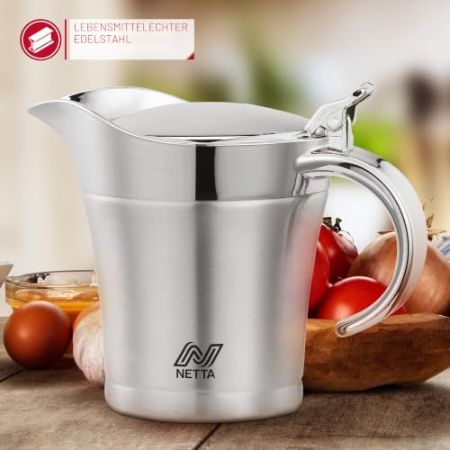 Foto von Netta Sauciere aus Edelstahl – doppelt isolierter Scharnierdeckel, 500 ml Fassungsvermögen