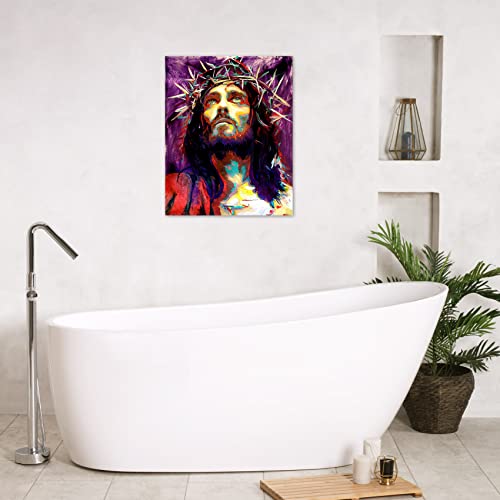 Hvest Jesus Christ Wall Art Watercolor Christian Jesus Portrait Picture Canvas Abstract Framed Painting Modern Artwork For Bedroom Living Room Bathroom Decor,Ready To Hanging,12X16 Inchs #TOP6