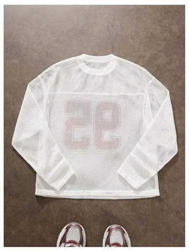 Men's Oversized Jersey Shirt Number Graphic Mesh Tees Crew Neck Long Sleeve Sports T Shirt2