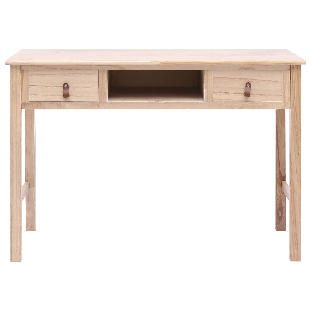 Scrivania Vintage in Legno con Cassetti 110x45x76 cm | Mobile consolle salvaspazio per studio e ufficio con ampio ripiano, due cassetti portaoggetti e un vano aperto centrale.