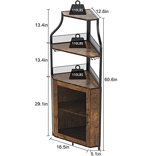 Buffet d’angle pour vin Zstar avec meuble bar amovible rétro - 4
