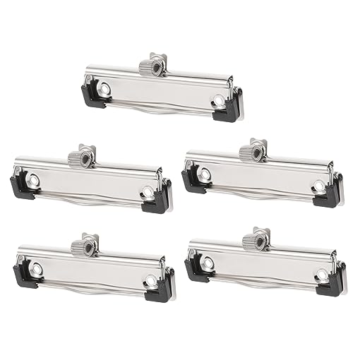 Uonlytech 5Pcs Metal Planner Board Clips with Pen Holder Mountable Office Supply Clamps for Document Storage Compact and Easy to Clean Clipboards for Home School and Work