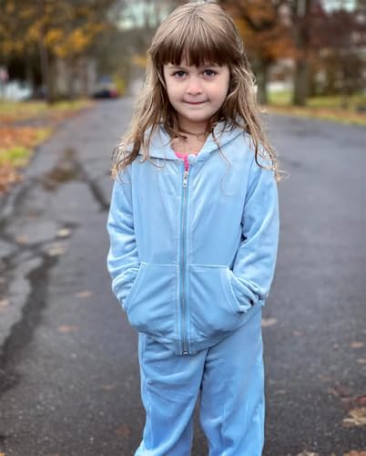 Image of Arshiner 2 Piece Outfits for Girls Kids Velour Tracksuit and Jogger Set | Size 5-14Y, Velvet Sweatsuit with Zipper for Fall /Winter, Suit for School, Workout, Jogging, or Casual Occasions