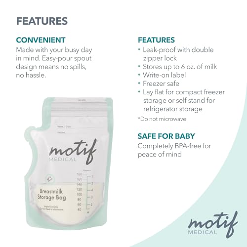 Motif Medical AAC0008-06 Milk Storage Bags, 6 Oz Milk Freezer Bag thumb #4