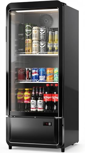 6.85 Cu. Ft Commercial Beverage Refrigerators with Glass Door & LED light, ETL DOE NSF Certified Drink Fridge, Upright Merchandiser Display Refrigerator for Store, Restaurant, Office, Bar