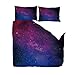 Produktbild LHSJT Bettwäsche-Set 2 teilig Sternenhimmel Bettbezug Set Mikrofaser weiche Flauschige 1 teilig Bettbezüge mit Reißverschluss und 2 teilig Kissenbezug Bettdecke 135x200cm