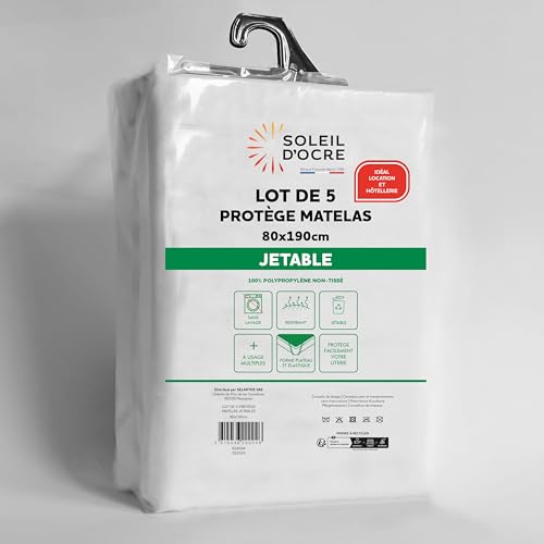 Soleil d'ocre, Lot de 5 protège Matelas jetables 80x190 cm