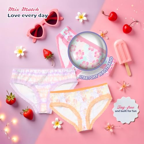 Image of Tommy Bahama Girls Cotton Brief Underwear 5-Pack, Tagless Cotton Panties Multipack for Kids and Toddlers