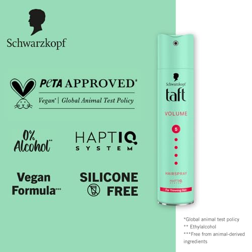 Image of Schwarzkopf Taft Volume Hair Spray Hold Level 5, Hair Mousse for Fine and Thinning Hair, Volumising Mousse that Prevents Blow-Dry Damage, Non-Sticky, Vegan Formula - 250 ml (Pack of 2)
