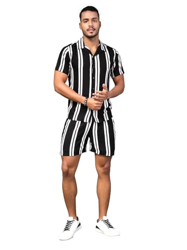 Image of Rigo Printed Co-Ord Set for Men | Casual Shirt & Shorts Night Suit Set | Lounge-wear Nightdress Pajama Set for Mens & Boys | Night Wear, Beach Wear, Vacation Wear Outfit