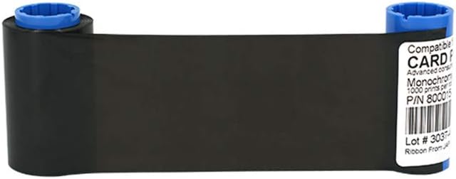 800015-101 Black Monochrome Ribbon for Zebra P330i P420i P430i Card Printers, 1000 Prints