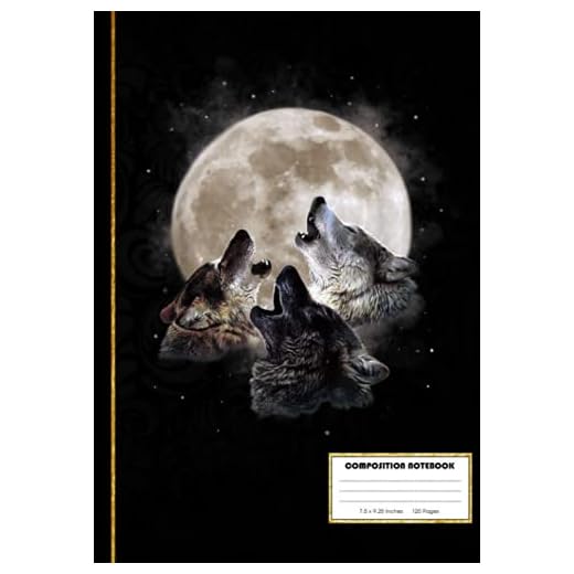 Three Wolves Howling at the Moon - Wolf Lover Composition Notebook: Stunning Composition College Ruled Lined Blank Notebook Perfect for People who love Wolves, Wolf. 7 x 10 inch.