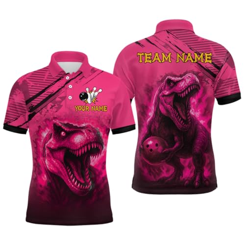 Personalized Dinosaur Bowling Jerseys Bowling Shirts for Men Women Bowling Outfit Bowling Team Jersey Polo & Quarter-Zip