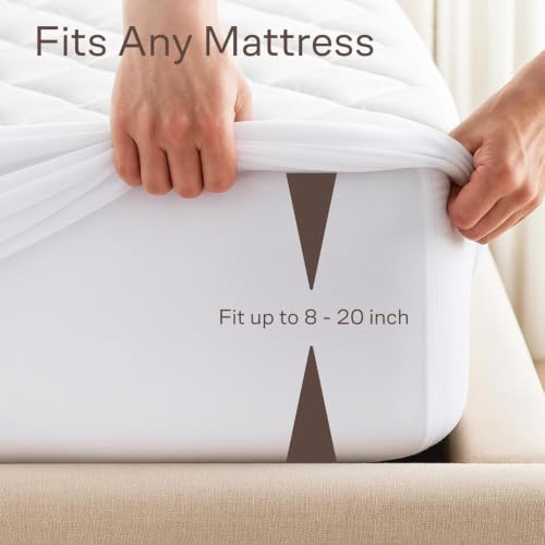 Image of Niagara Cotton Mattress Pad Full 54x75 - Non Noisy Cooling Breathable Ultra Plush Absorbent Protector Extra Deep Fits 20 Inches Deep Mattress