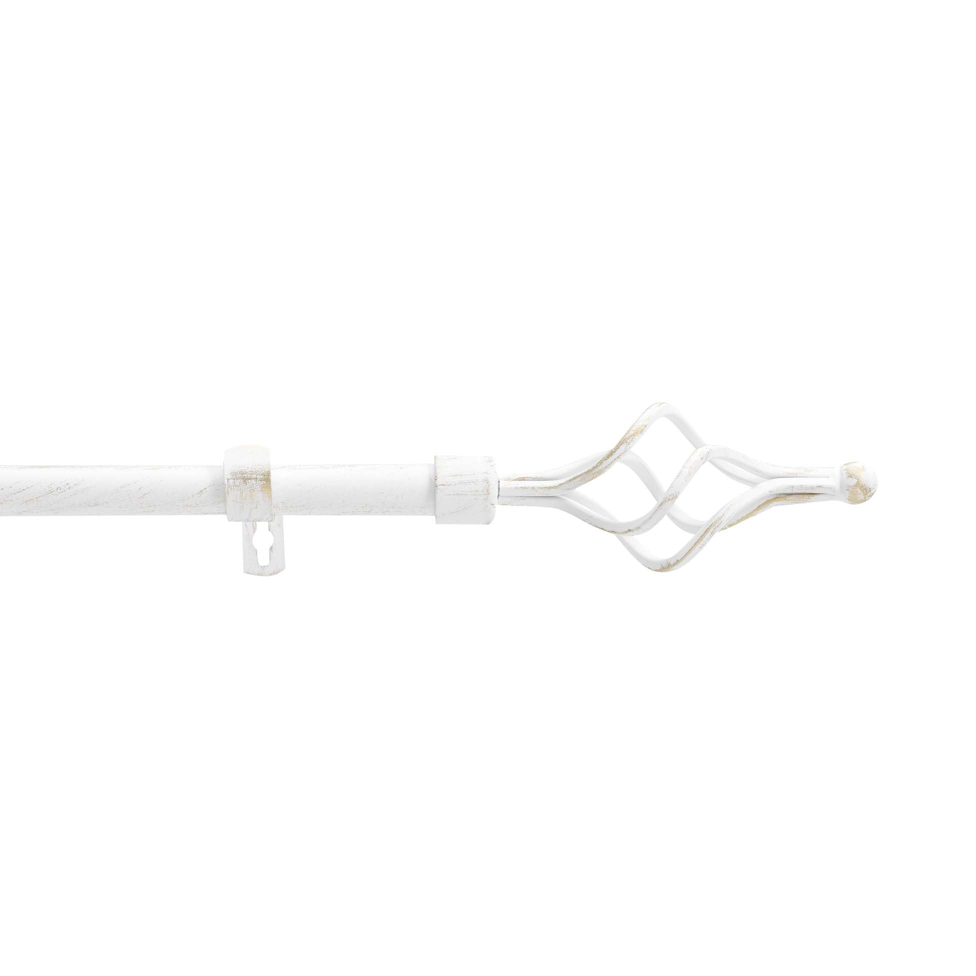 Douceur d'Intérieur, Tringe Extensible en Kit Complet (210 < 380 cm) Twisty Blanc/Or, Patiné
