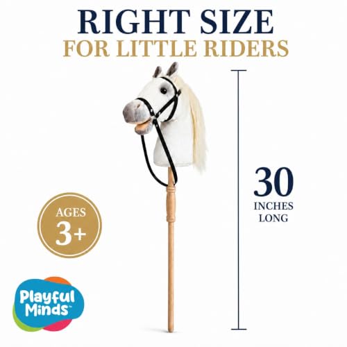 Image of Nature Bound Plush Handcrafted Hobby Horse Stick Pony Provides Fun Pretend Play for Toddlers, 36-Inch with Sound Effects (White)