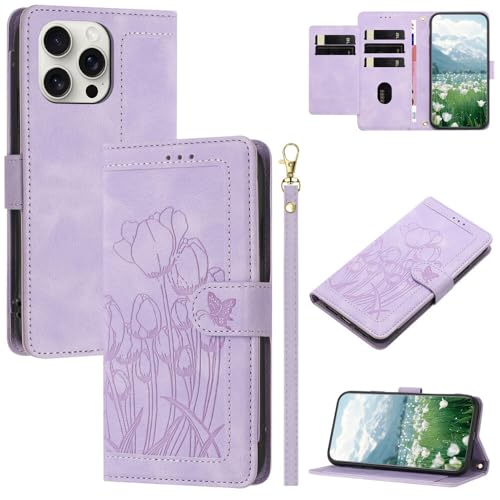 Étui portefeuille iPhone XS Max violet en cuir pour sorties sans sac