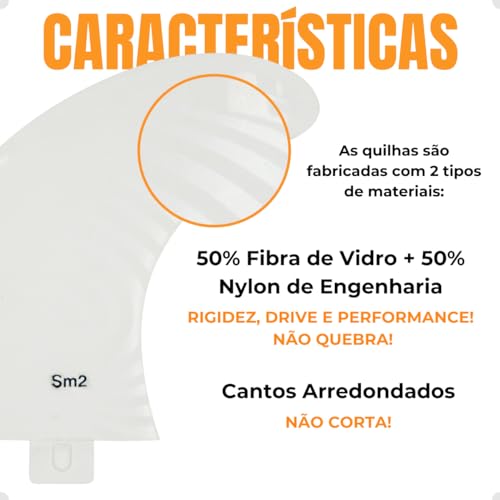 Jogo de Quilha FCS1 Prancha de Surf Triquilha Injetada Padrão FCS Quilhas Large/Medium + Chavinha de