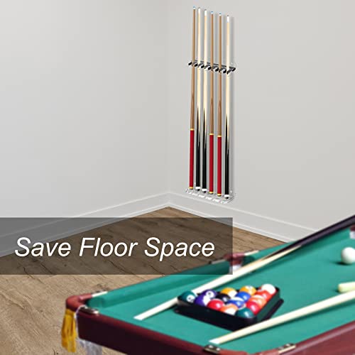 Cosmos Acrylic 2-Piece Billiard Cue Stick Rack Wall Mount Billiard Stick Holder Sick Rack, Eva Foam Cue Clips Holds 6 Pool Cues, Billiard Pool Equipment Accessories (Transparent Clear) #TOP6