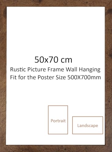 DECORO 50x70cm Rustic Frame - 500 x 700 mm Wooden Photo Frame - Large Rustic Colour Picture Frames 50 x 70 cm - 70x50cm Photo Frames