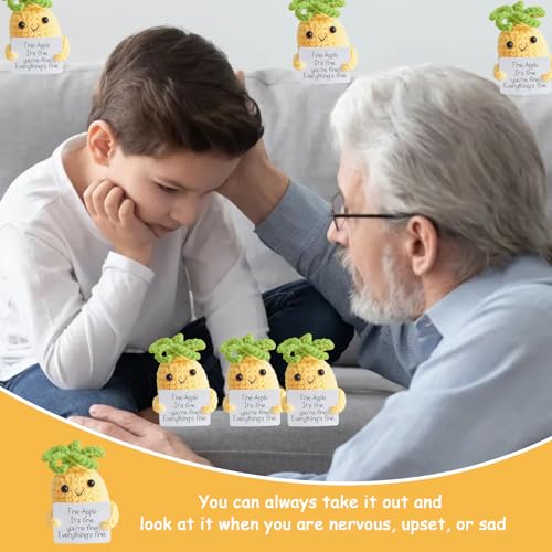 Pocket Hug positieve cadeaus, creatieve opvrolijking geschenken fruit gebreide pop, stervrucht moedermaker cadeau voor vrouwen, mannen, partner, beste vriendin, collega's, studenten - Afbeelding 5