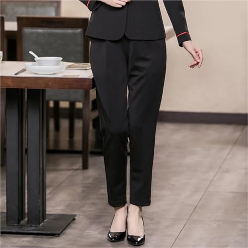 Pantalon de cuisine mixte à taille élastique noir confortable