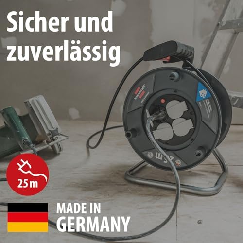 Bild 1 - Brennenstuhl Garant V2 Kabeltrommel 25m Kabel (Made in Germany, 4 Schutzkontakt-Steckdosen, Überhitzungsschutz, Trommelkörper aus Spezialkunststoff)