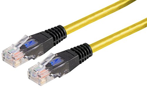 Pro Signal 0.5m Yellow Cat5e Crossover Lead - RJ45 UTP Networking Cable - PSG90757