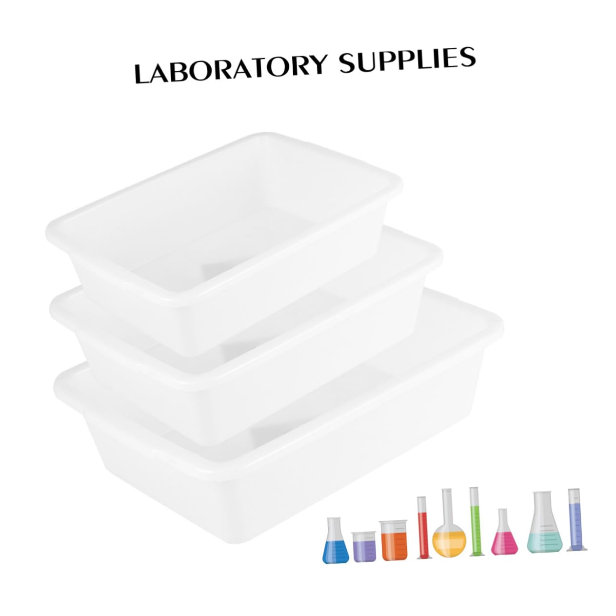 MAGICLULU Set 3 Vassoi per Reagenti in Plastica Bianca, Resistenti ad Acidi e Alcali, senza Bave, Design Semplice e Compatto per Laboratorio Chimico