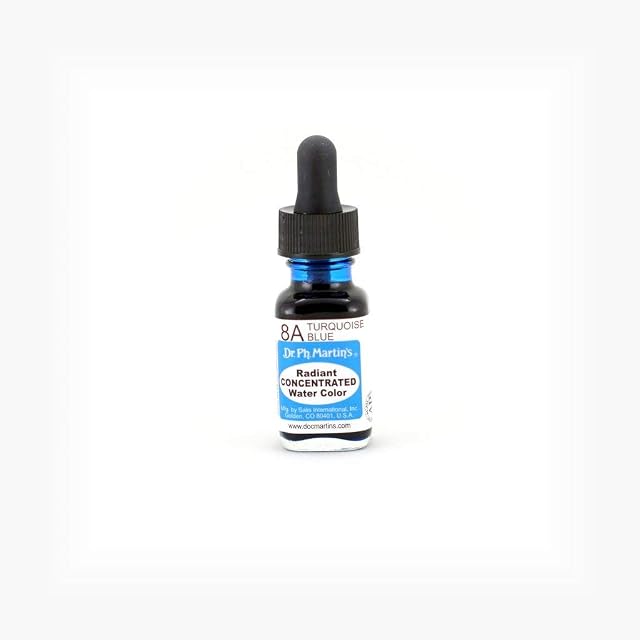 Dr. Ph. Martin's Radiant Concentrated Water Color, 0.5 oz, Turquoise Blue (8A)