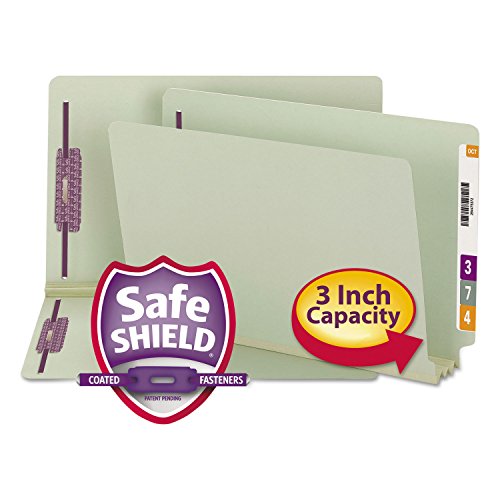 Smead End Tab Pressboard Fastener File Folder with SafeSHIELD Fasteners, 2 Fasteners, 3