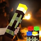 HOTUT Antorcha de Pared Luz de Noche con 4 Colores, Lámpara de antorcha artesanal con USB Recargable, Lámpara de Cabecera 3D Niños, regalo para los amantes de los juegos y los niños