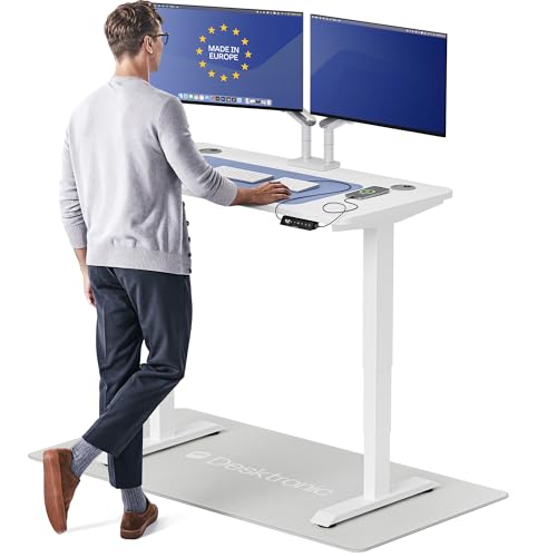 Image of Desktronic HomePro Standing Desk 48x24 - Made in Europe, Ergonomic Sit Stand Home Office Desk, Electric Height Adjustable, Dual Motor, USB & USB-C Charging, Wobble-Free, Touchscreen, 3 Memory Presets