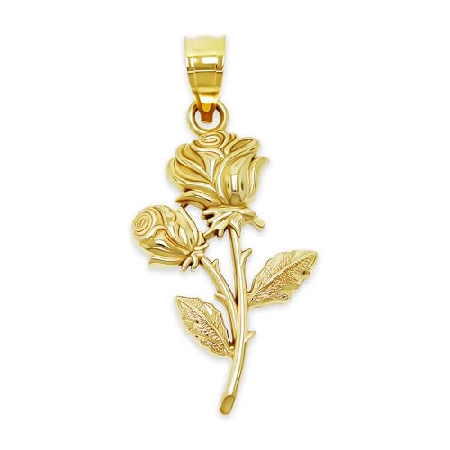 Gold Rose Pendant Charm - 10 Karat Solid Gold - Rose Charm - Flower Jewelry - Gift For her